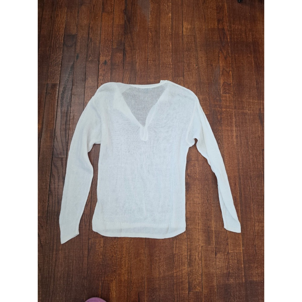 J.Crew White Mesh Lightweight Preppy Old Money Quiet Luxury Resort Sweater sz S - Picture 4 of 7